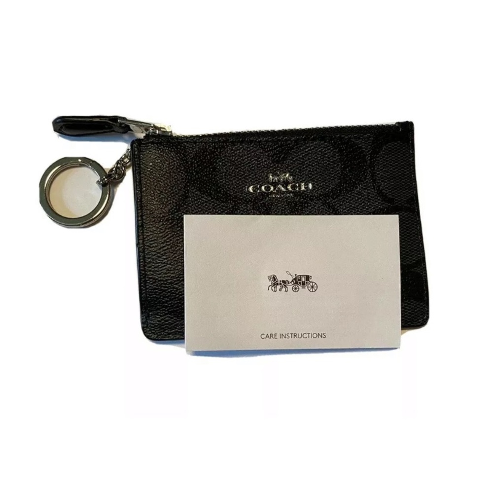 Coach Wallet Small Card Case Black SignatureCanvas - Picture 4 of 4